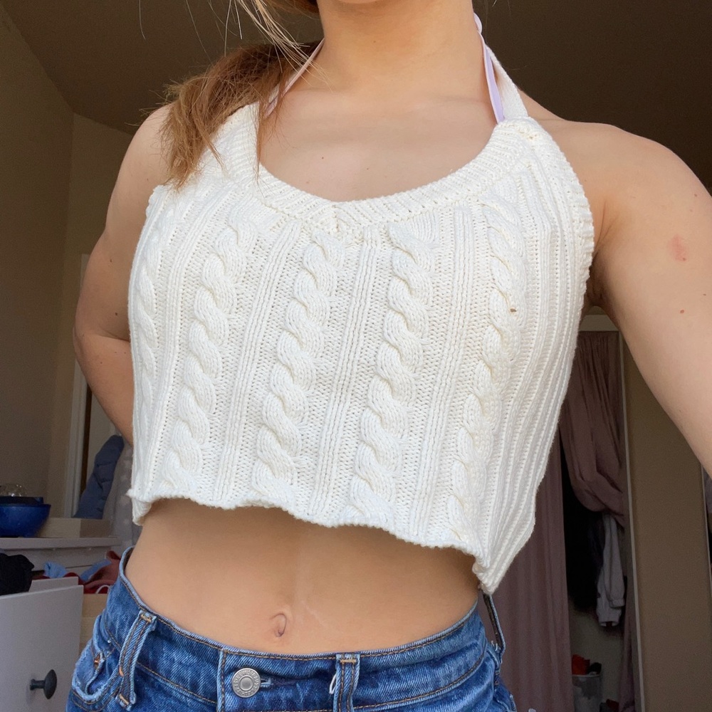 Halter knit crop top